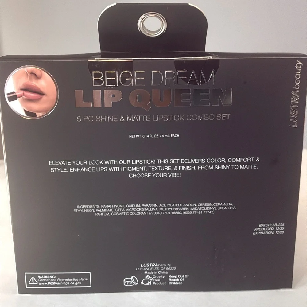 🌿Beige Dream Lip Queen Shine & Matte Lipstick Combo – 5-Piece Set